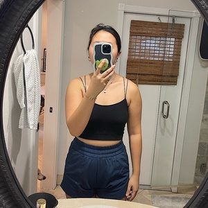 Super cute black Hollister bralette perfect for tailgating with floral lace back